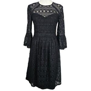 Everdine Dress Black Lace Whimsigoth Dark Academia Cottagecore Midi Trina Turk 2
